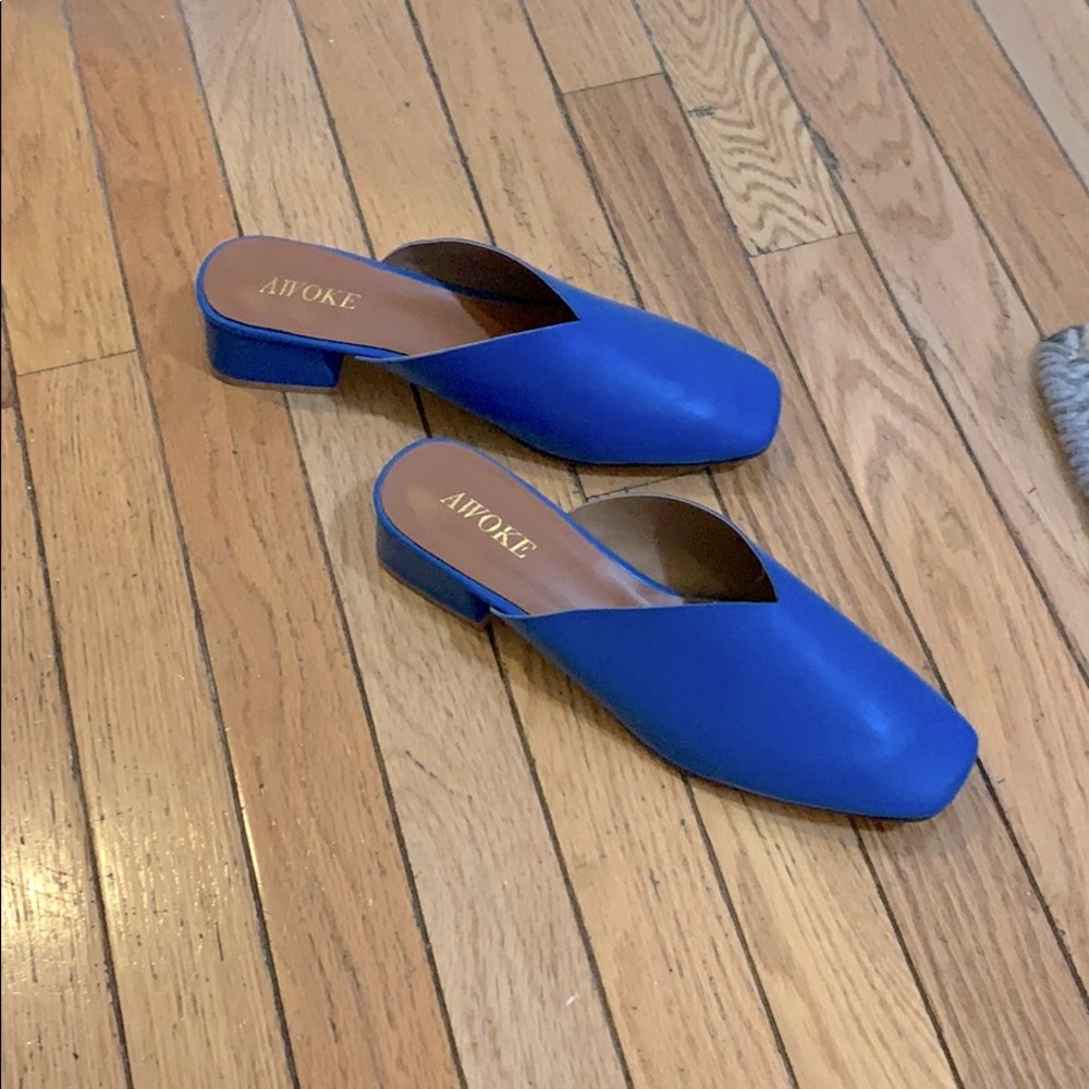 Faux leather mules